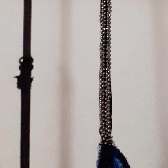 NWT Halston navy blue metallic velvet mini holiday dress - Picture 10 of 16